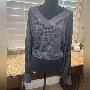 We The Free by Free People | Waffle Knit V-Neck Pullover | Size S